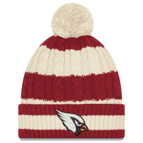 Women's New Era-Natural Arizona Cardinals 2025 Rivalries Collection Braided Cuffed Knit Hat with Pom