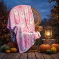 thumbnail image 4 of Bcylexb Halloween Throw Blanket. Cute Ghost Pink Bow Spooky Soft Flannel Blanket Fall Holiday Decor Cover for Sofa Couch Bed Chair Machine Washable, 39.3"x59", 4 of 8
