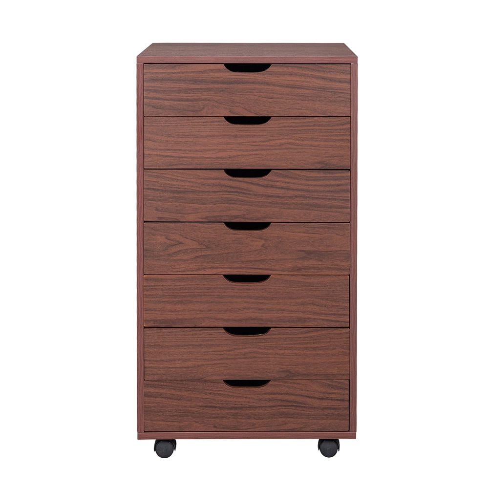 Lowestbest Printer Stand with Wheels, Seven Drawers Mobile Office Cabinet,Dark Walnut Lowestbest Printer Stand with Wheels, Seven Drawers Mobile Office Cabinet,Dark Walnut
