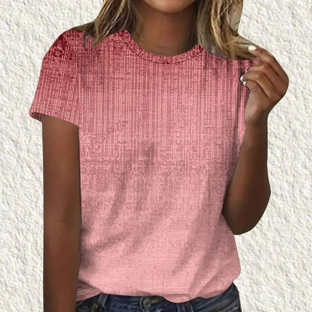 Soldes de Liquidation d'Été Iumwxz Hauts Décontractés pour Femmes T-Shirts Basiques Vêtements pour Femmes Hauts à Rayures Graphiques Col Rond Manches Courtes Tuniques pour Femmes Costume Simple