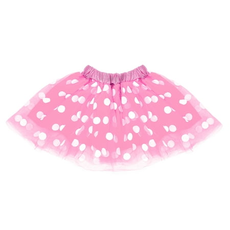 SeasonsTrading Pink & White Polka Dot Tulle Tutu Lined Skirt - Girls Minnie Princess Costume, Birthday Party, Cosplay, Cruise, Dance Dress