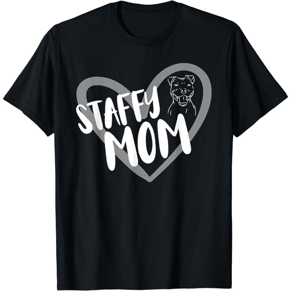 Staffy Mom Heart Pet Staffordshire Bull Terrier Dog Mom T-Shirt