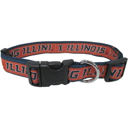 Illini Fan - Pets First College Illinois Fighting Illini Pet Collar, 3 Sizes Available, Sports Fan Dog Collar