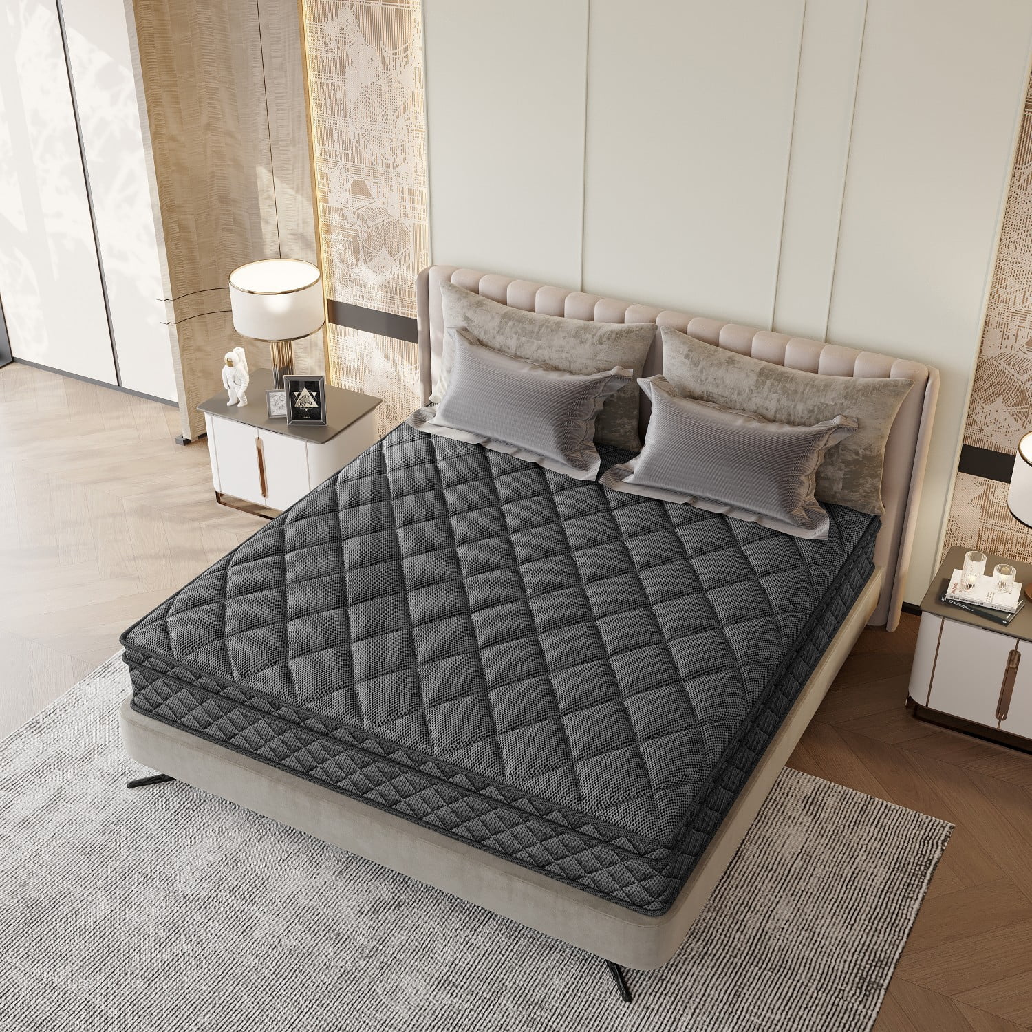 Grymtex 12 inch Full Size Motion Isolation Hybrid Mattress Gel Memory Foam Pocket Springs Certipur-US Mattress in a Box
