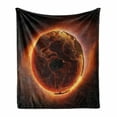 thumbnail image 1 of World Soft Flannel Fleece Blanket, Vivid Burning Earth Apocalypse Theme Heat Global Warming Catastrophe Image, Cozy Plush for Indoor and Outdoor Use, 50" x 60", Orange Brown Yellow, by Ambesonne, 1 of 6
