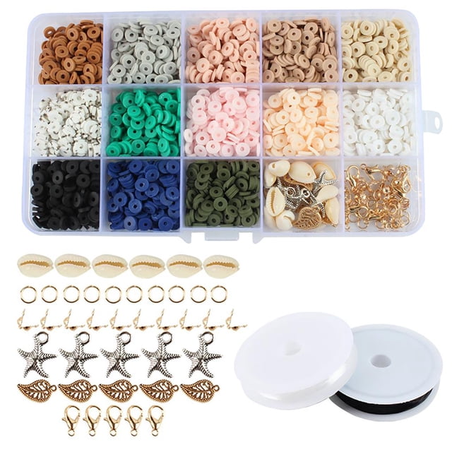 Arcilla Polimérica Redonda De Cuentas Planas De 26 Colorida Con Caja De Almacenamiento De 15 Rejillas, Cadena De Cuentas De Disco, Kit De Accesorios Diy Para Pulsera, Colgante, Collar2 Uds., Monstrate HA016364-00