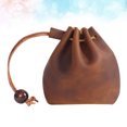 thumbnail image 5 of Qumonin Vintage Leather Coin Pouch - Drawstring Purse for Men & Women (Brown), 5 of 6