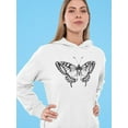 thumbnail image 2 of Pencil Drawing Butterfly Hoodie Women -Image by Shutterstock, Female x-Large, 2 of 4