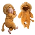 thumbnail image 4 of ZHANGDER Infant Toddler Lion Fancy Dress Costume Baby Winter Flannel Hooded Romper Christmas Jumpsuit, 4 of 8