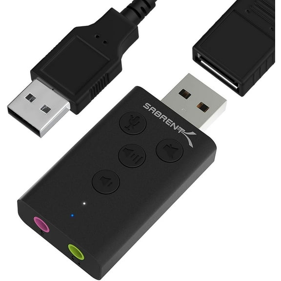 SABRENT Aluminum USB External 3D Stereo Sound Adapter for Windows and Mac. Plug and Play No Drivers Needed. [Black] (AU-DDAB)