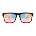 thumbnail image 2 of Eco Friendly Bamboo Wood Arm Rectangle Horn Rim Keyhole Sunglasses Black Red - Orange Mirror, 2 of 4