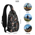 thumbnail image 5 of Sling Backpack,Skeleton Pumpkin Halloween Pattern Crossbody Bag with Water Bottle Holder,Waterproof Sling Bag for Men/Women with Chest Phone Holder for Hiking,Travel, 5 of 6