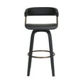 thumbnail image 2 of Topanga 26" Swivel Black Wood Counter Stool in Black Faux Leather with Golden Bronze Metal, 2 of 11