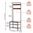 thumbnail image 3 of ZIVACATE Coat Rack, Hall Tree with Shoe Storage Bench, Entryway Bench with Shoe Storage, 4-in-1, Steel Frame, for Entryway, 28.35 x 13.27 x 72.05 in,Brown, 3 of 8