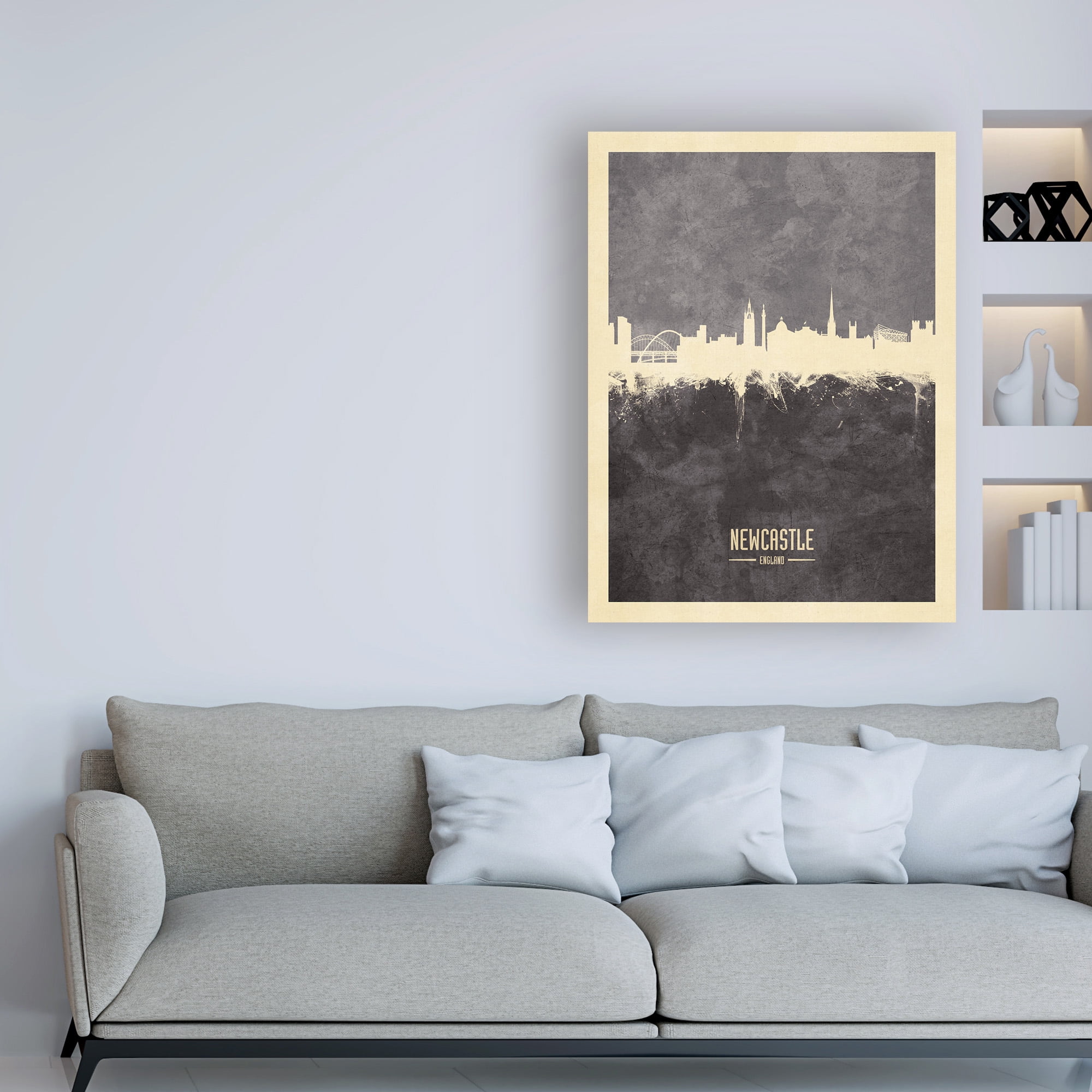 Trademark Fine Art 'Newcastle England Skyline Gray' Canvas Art by Michael Tompsett