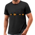thumbnail image 5 of Gamivast Men's Cute Spooky Cat Pumpkin T-Shirt Halloween Graphic Print Short Sleeve Crewneck Tee Casual Fall Festival Top Novelty Holiday Shirt Flattering Fit Wear Black S, 5 of 5