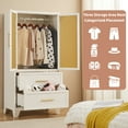 thumbnail image 5 of Metal Armoire Wardrobe Closet-65"H Rattan Armoire Closet with 2 Drawers Metal Wardrobe Storage Cabinet White Bedroom Armoire with Hanging Rod Large Clothes Cabinet, 5 of 9