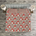 thumbnail image 3 of Ambesonne Mushroom Quilted Bedspread Set 3 Pcs, Amanita Polka Dot, Queen Size, Taupe Cream Red, 3 of 3
