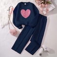 thumbnail image 2 of XEGLSBU Baby Girl Outfits 3-6 Months Summer Girls' Sweater Design Large Size Heart Pattern Long Sleeve Top and Pants Double Layer Navy Size 9-10 Years, 2 of 9