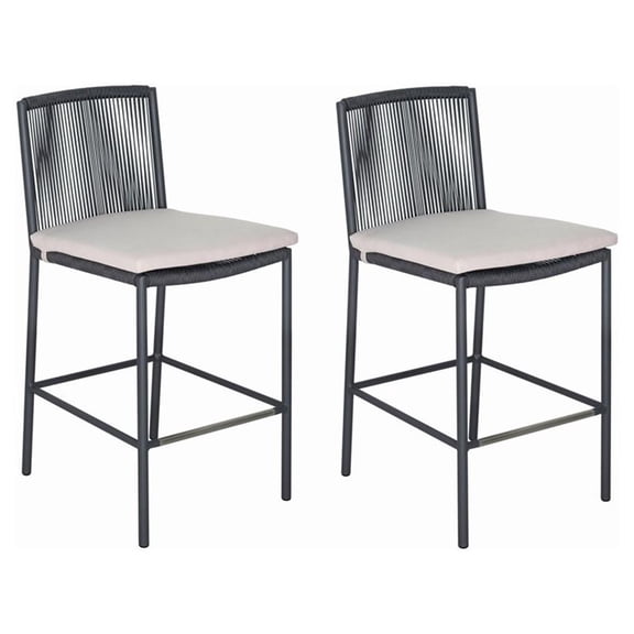 Afuera Living  Modern 27" Aluminum Counter Chairs in Dark Gray (Set of 2)