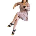 thumbnail image 2 of VISgogo Vestido de primavera para mujer, vestido de manga larga con estampado floral/leopardo con cuello en V, trajes sueltos hasta la rodilla para mujer VISgogo moda, 2 of 9