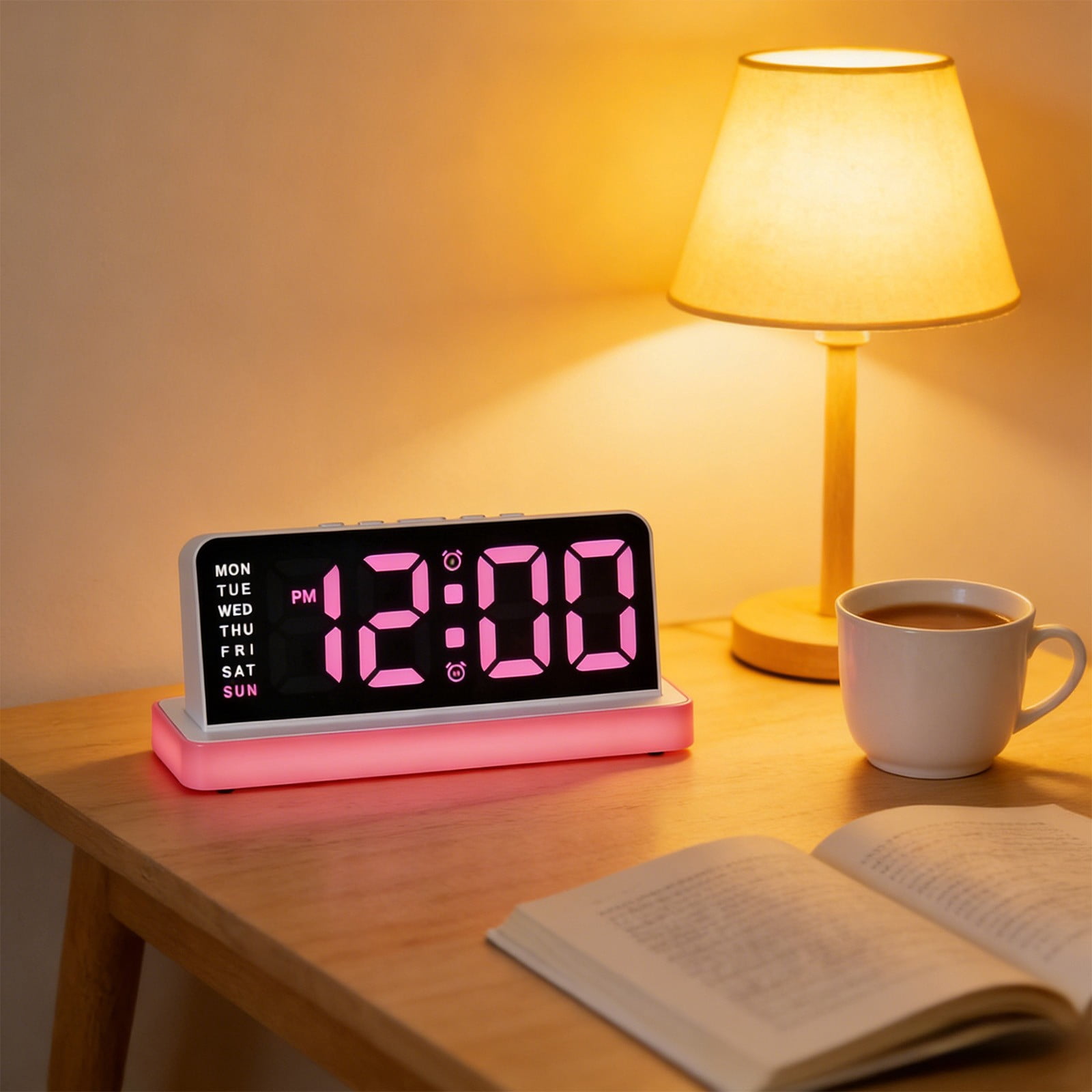 Dxssxc Digital Wall Clock, Led Alarm Clock With Large Display & Digital Calendar, Temperature & Date Display, Adjustable Brightness, For Bedroom, Living Room, Office, Kitchen