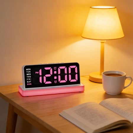 Digital Alarm Clock for Bedroom Desk Clock with Day of Week Date Loud Alarm for Bedside Table LED Digital Clocks