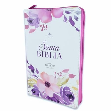 Biblia para Mujer con Cierre Letra Grande 12 puntos RV1960 imit piel purpura fantasia floral con indice y canto floral