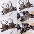thumbnail image 2 of Wuffmeow Fashion Leopard Print Big Flower Print Bra New Bra Front Buckle Deep V Gather Cross Beauty Back Bra For Women,C,38B, 2 of 2