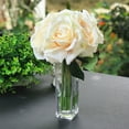thumbnail image 3 of Enova Home Artificial Open Rose Silk Flowers in Clear Glass Vase with Faux Water (Blush), 3 of 3