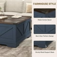 thumbnail image 7 of ANPOO 40" Large Farmhouse Lift Top Coffee Table with Power Outlets and Large Hidden Storage, Square Wood Living Room Tables, Multi-Function Lift Wooden Barn Door Center Table, Black, 7 of 7