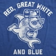 thumbnail image 2 of Mens Red Great White and Blue T Shirt Funny 4th Of July Shark USA Patriotic Graphic Tee Graphic Tees, 2 of 9