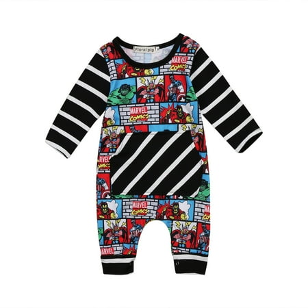 

Newborn Infant Kid Baby Boy Long Sleeve Romper Cotton Casual Outfit Clothes O-neck Stripe Jumpsuit