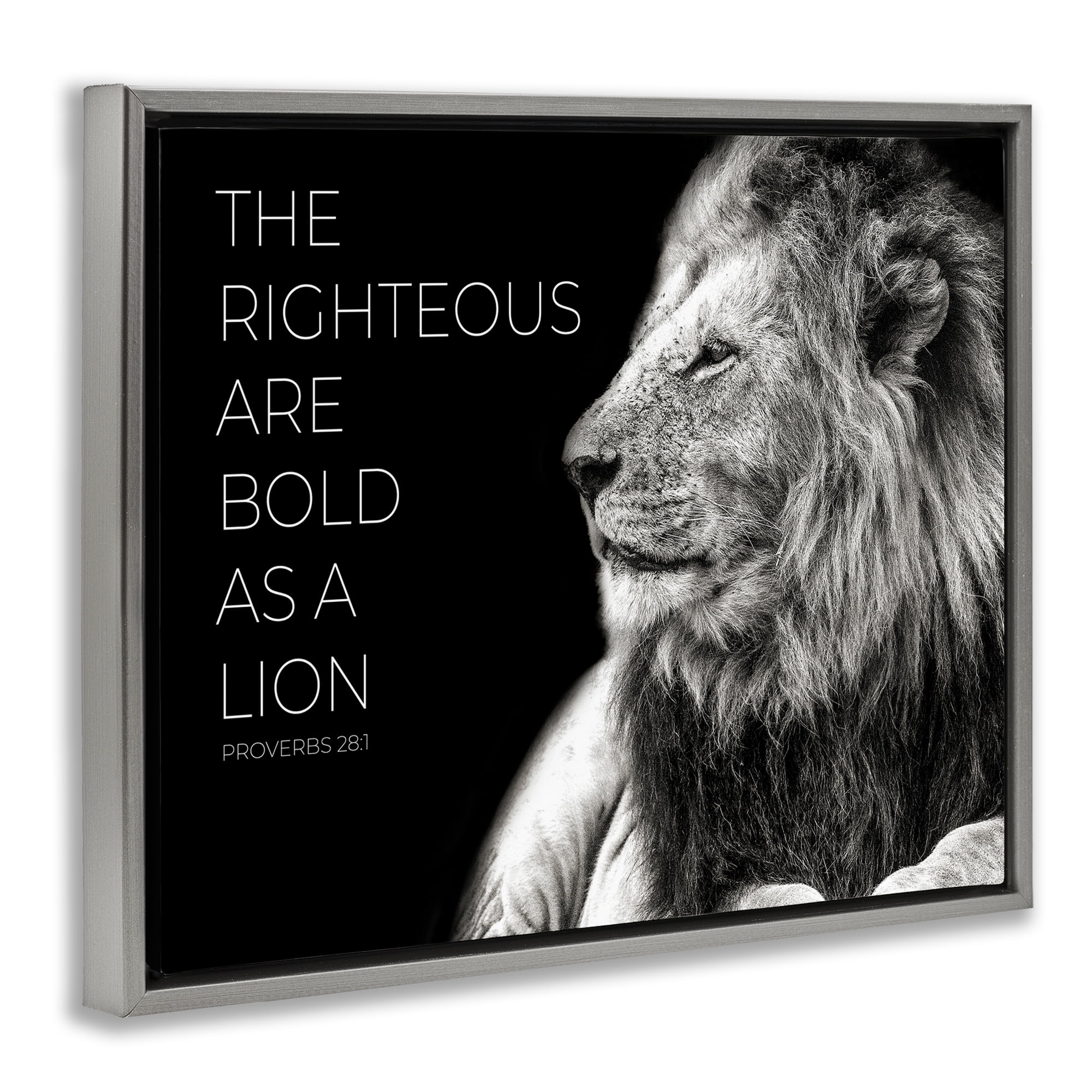 Stupell Industries The Righteous Bold As A Lion Gray Framed Floater Canvas Wall Art, design by Shelley Lake