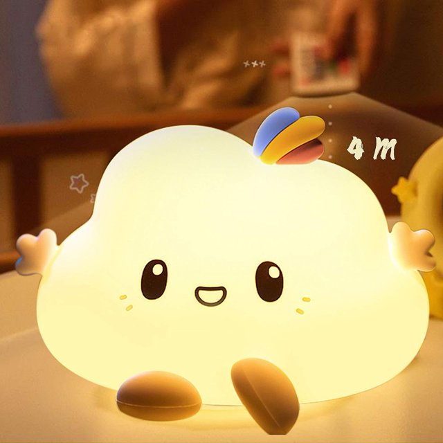 Luz De Noche De Nube LED Regulable Afortunado Para niños Lámpara De Control Remoto De Silicona