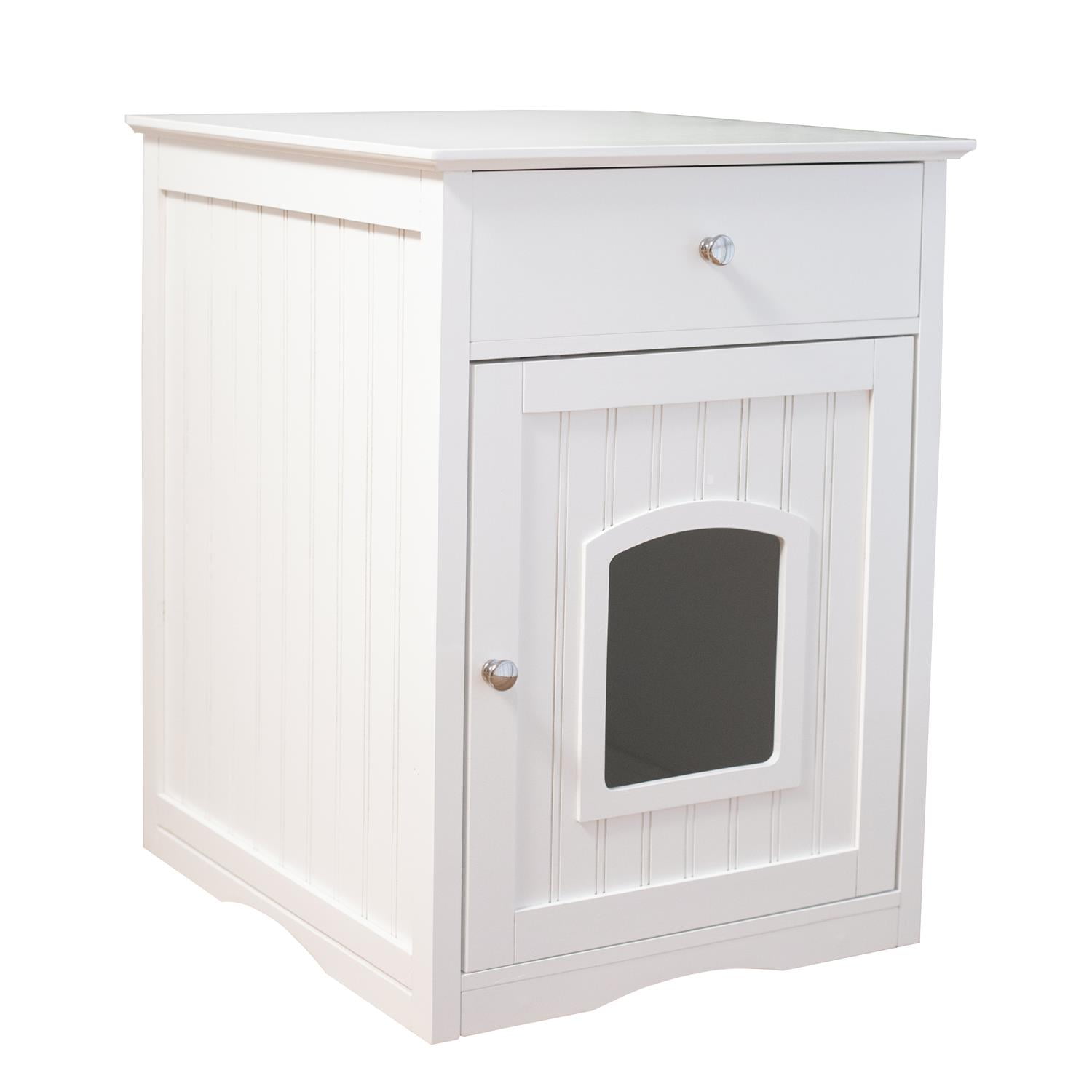 Pefilos 25" Cat Houses for Indoors, Wooden Cat Shelter Pet House, Enclosure Cat Litter Box, Hidden Toilet House, White Pefilos 25" Cat Houses for Indoors, Wooden Cat Shelter Pet House, Enclosure Cat Litter Box, Hidden Toilet House, White