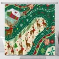 thumbnail image 1 of Whimsical Winter Scene Shower Curtain - Festive Gingerbread House & Reindeer Design, 1 of 5