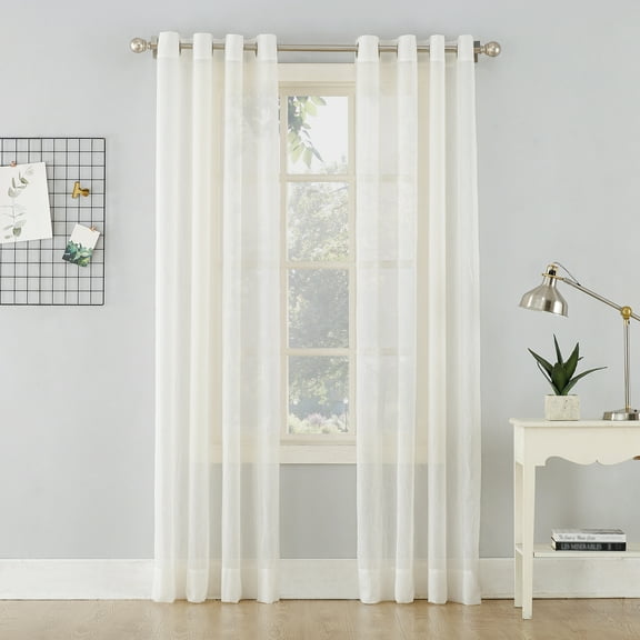 No. 918 Erica Crushed Voile Sheer Grommet Curtain Panel, 51"x84", Eggshell