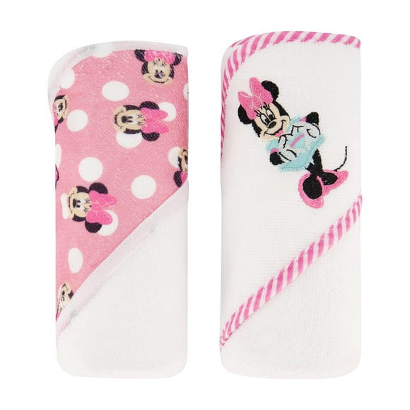 Toallas con capucha Disney Cudlie Baby Girl Minnie Mouse, paquete de 2
