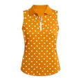 thumbnail image 4 of Fshinging Women's Sleeveless Golf Polo Shirt Elegant Polka Dot Zip Up Tennis Top Yellow S, 4 of 4