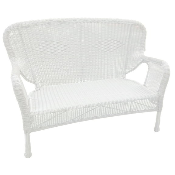 Jeco Windsor White Wicker Patio Love Seat