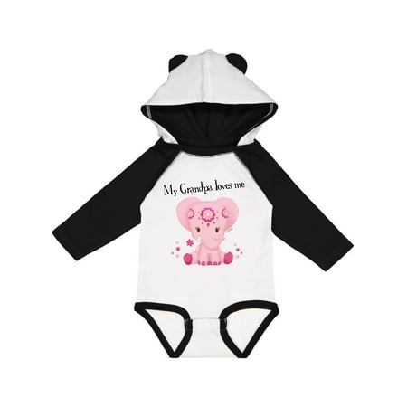 

Inktastic Aditi My Grandpa loves me Pink Elephant beautiful Gift Baby Girl Long Sleeve Bodysuit
