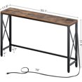 thumbnail image 2 of LKUPM Console Table with Power Outlet, Narrow Sofa Table, 55.1" x 11.8" Farmhouse Table Behind Sofa Couch Hallway Entrance for Living Room, Entryway, Foyer, with Metal Frame, Rustic Brown, 2 of 7