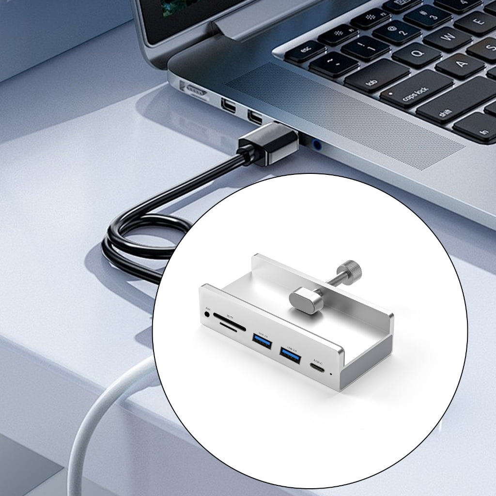 6 in 1 USB3.0 Adapter USB Clip On Docking Station USB3.0 Adapter Multiport Splitter 5Gbps High Speed Adapter For PC Laptop