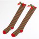 thumbnail image 4 of Calcetines largos hasta la rodilla para mujer, lisos, con lazo navideño y bola, cálidos, para mujer, 4 of 4