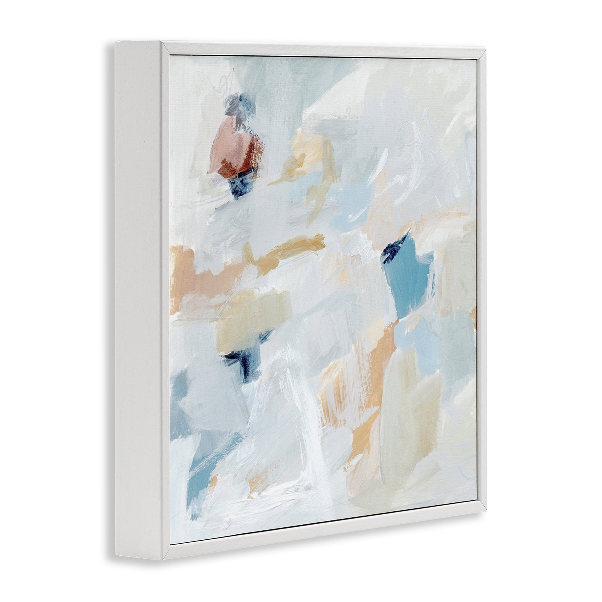 Stupell Industries Subtle Abstract with Blue Abstract Painting White Framed Art Print Wall Art, 24 x 24