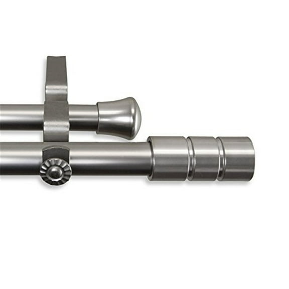 Theo 13/16" Double Curtain Rod-Color:Satin Nickel,Size:28-48"