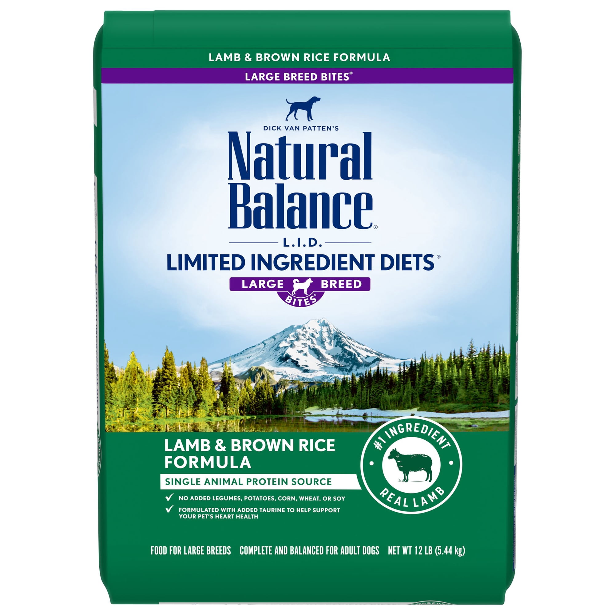 Natural Balance L.I.D. Limited Ingredient Diets Dry Dog Food, 12 Pounds, Lamb & Brown Rice Large Breed Formula