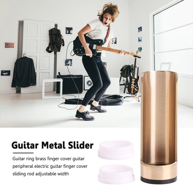 Guitarra Slide Bar Metal Semiabierto Finger Sleeve Slides Instrumentos de cuerda