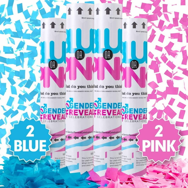 Gender Reveal Confeti Cannon Tamsan Premium Set de 4